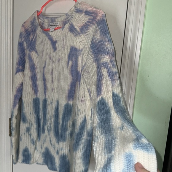 For the Republic Purple,Blue & White Tie Dye Sweater Long Sleeve Boho Size Large - Picture 3 of 6
